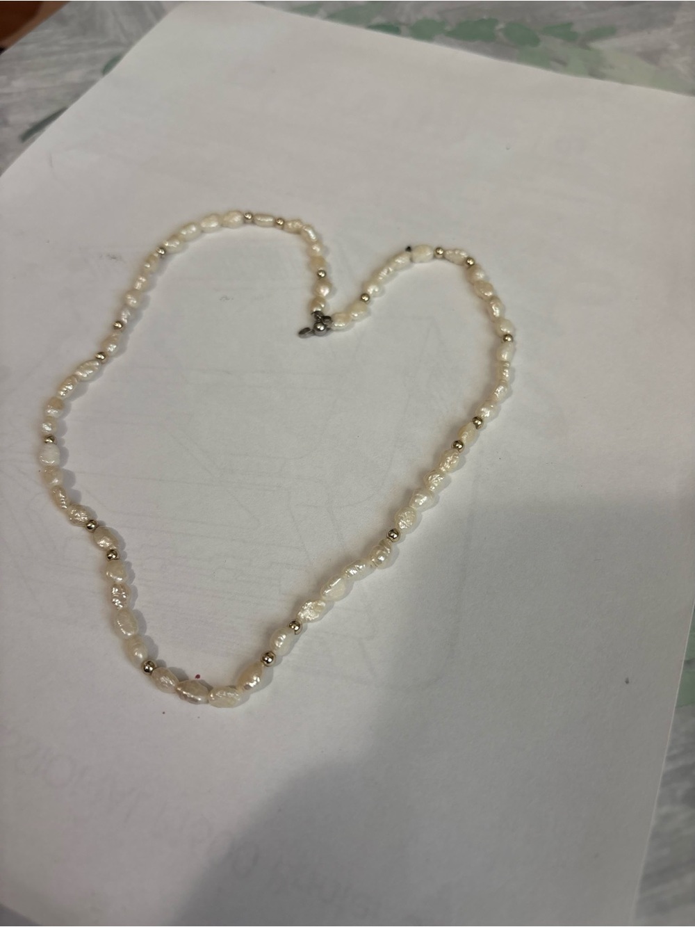Classic White Freshwater Pearl Necklace with Gold Accents
